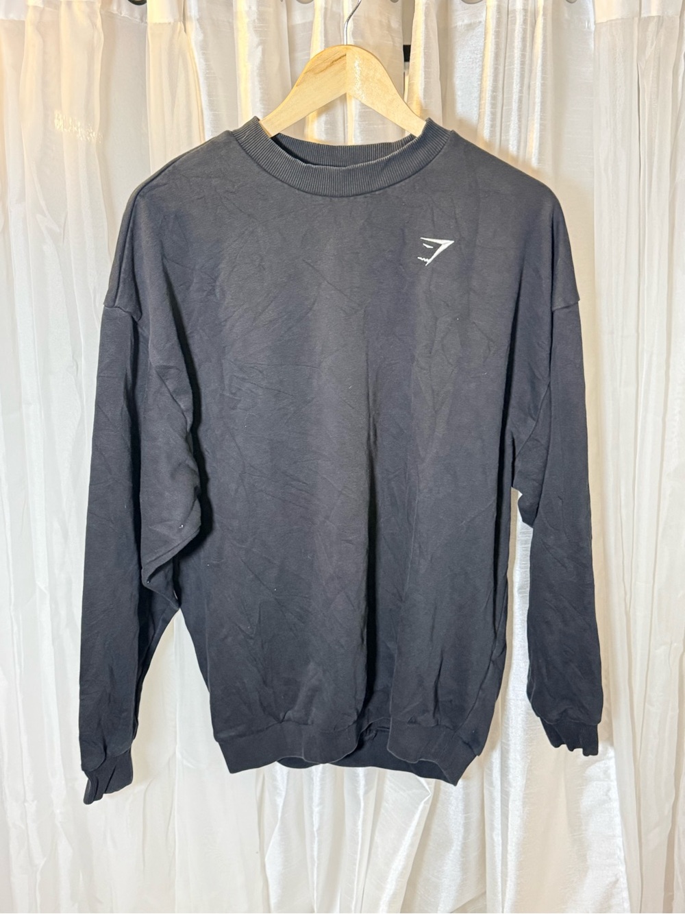 Gymshark Men's Black Crewneck Pullover with Small Logo